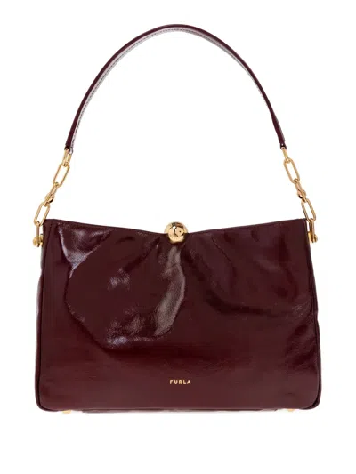 Furla Sfera Soft Chain-link Shoulder Bag In Burgundy