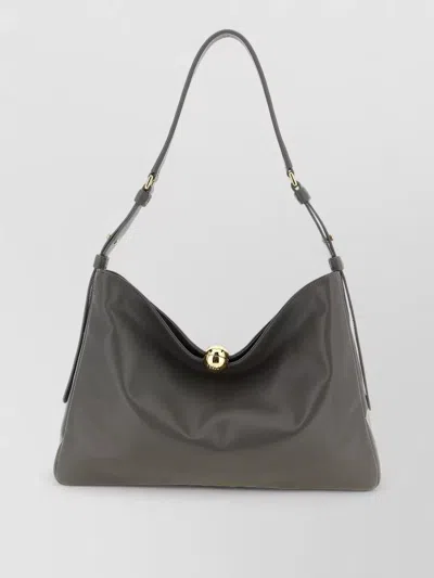 Furla Sfera Soft Large Shoulder Bag Adjustable Strap In Gray