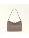 Furla Sfera Soft M Leather Shoulder Bag, Dove Grey In Brown
