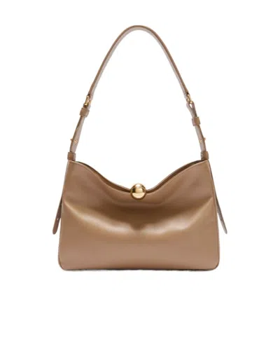 Furla Large Sfera Soft Leather Shoulder Bag In Neutral