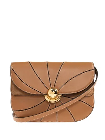 Furla Sfera Topstitch Turn-lock Small Shoulder Bag In Brown