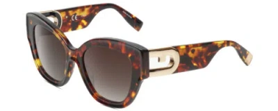 Pre-owned Furla Sfu596-0714 Cat Eye Sunglasses Tortoise Havana & Black/brown Gradient 52mm In Multicolor