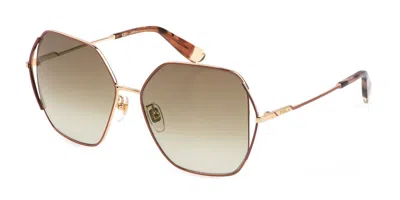 Furla Sfu601 0a93 Women's Sunglasses Brown Size 58 In Gold