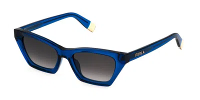 Furla Sfu777v 0955 Women's Sunglasses Blue Size 53