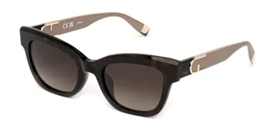 Furla Sfu814v 0722 Men's Sunglasses Tortoiseshell Size 52 In Brown