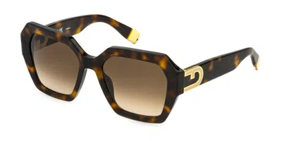 Furla Sfu880 0752 Men's Sunglasses Tortoiseshell Size 55 In Brown