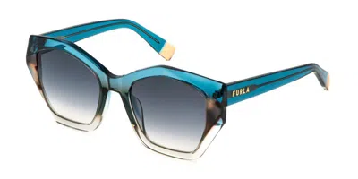 Furla Sfu885v 0blv Occhiali Da Sole Blu Per Uomo In Metallic
