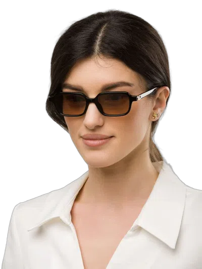 Furla Sfu971 Acetate Rectangle Frame Sunglasses In Black