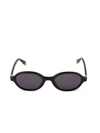 Furla Sfu972 Acetate Oval-frame Sunglasses In Black