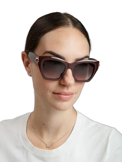 Furla Sfu979 Glossy Acetate Cat-eye Sunglasses In Burgundy