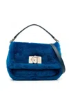 Furla Sheepskin Logo-detail Tote Bag In Blue