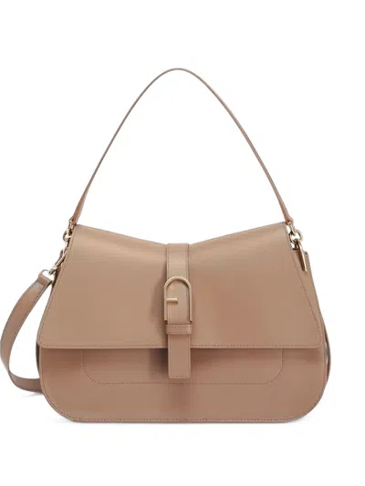 Furla Logo-plaque Leather Tote Bag In Pink