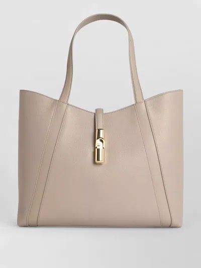Furla Shopping Goccia Linen Leather Tote Bag