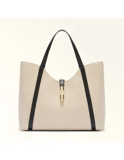 Furla Shopping Goccia Xl Hobo Bag In Natural / Black