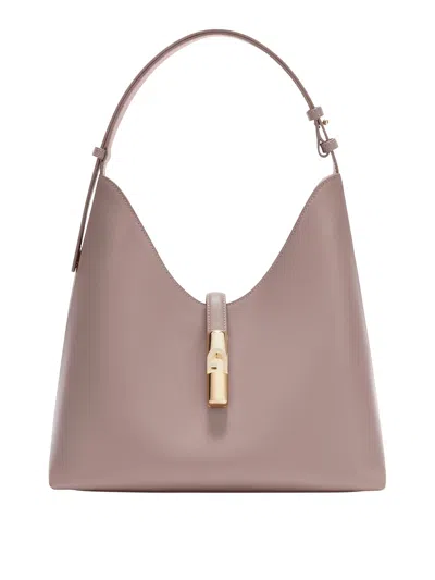 Furla Shoulder Bag Drop M In Tortora Color Leather In Purple
