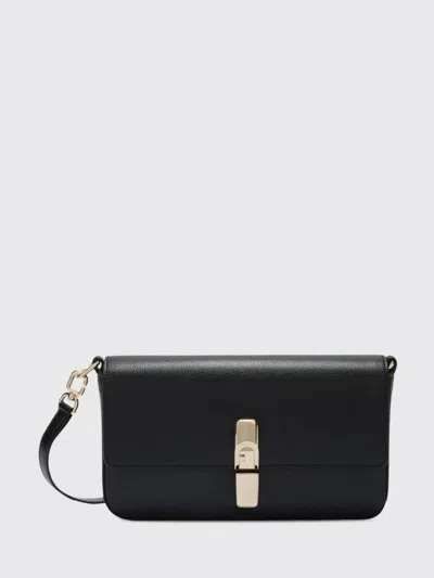 Furla Iride Clasp-fastening Leather Shoulder Bag In Black