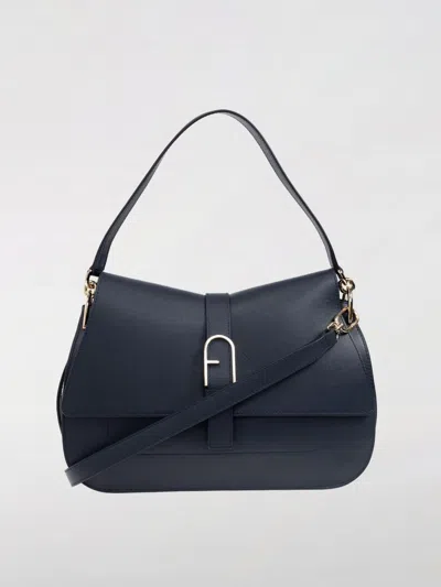 Furla Flow Logo Plaque Large Tote Bag In Blue