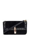 Furla Iride S Rectangular Suede Shoulder Bag In Black