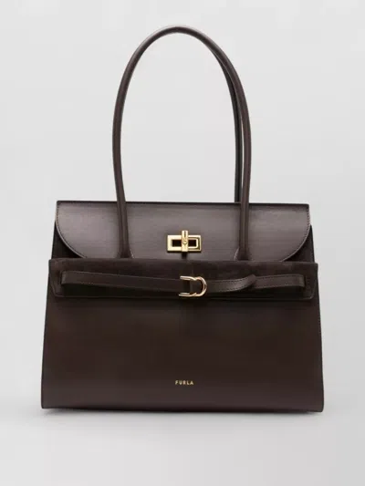 Furla Shoulder Bag Structured Silhouette Top Handle In Burgundy