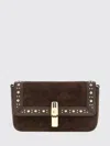 Furla Dark Brown Iride S Rectangular Suede Shoulder Bag In Brown