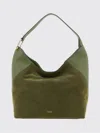 Furla Lara Large Suede Top Handle Shoulder Bag In Green