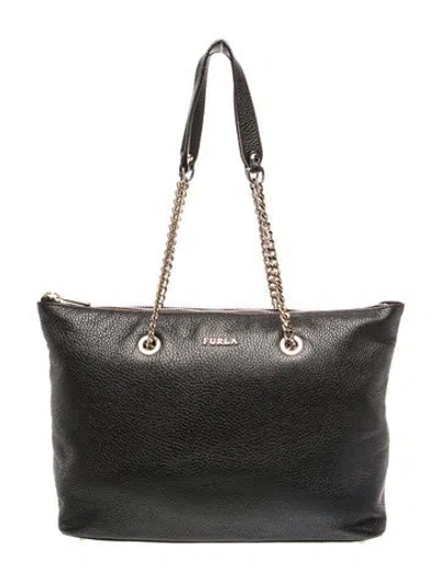 Pre-owned Furla Signature Top Handle Bag In Black
