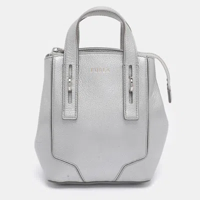 Pre-owned Furla Silver Leather Mini Perla Tote