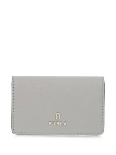 Furla Small Camelia Leather Wallet In Gray