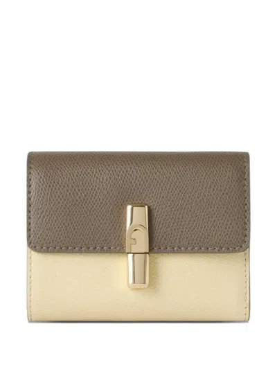 Furla Small Compact Leather Wallet In Brown