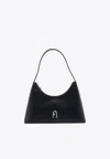 Furla Logo-plaque Leather Shoulder Bag In Black