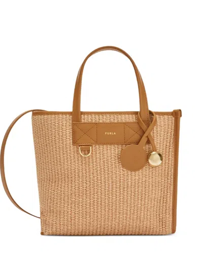 Furla Small Divide It Interwoven Tote Bag In Neutral