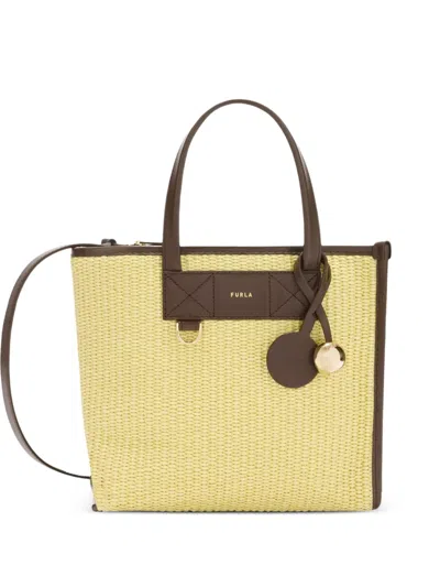 Furla Small Divide It Interwoven Tote Bag In Yellow