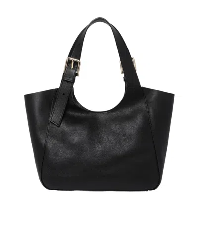 Furla Small Dora Buckle-detail Leather Tote Bag In Black