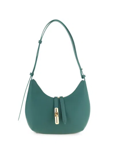 Furla Small Goccia Leather Shoulder Bag In Green