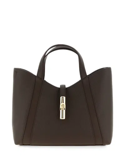 Furla Small Goccia Leather Tote Bag In Brown