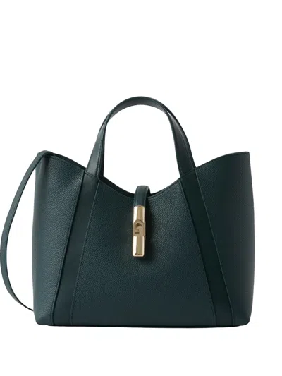 Furla Small Goccia Leather Tote Bag In Green