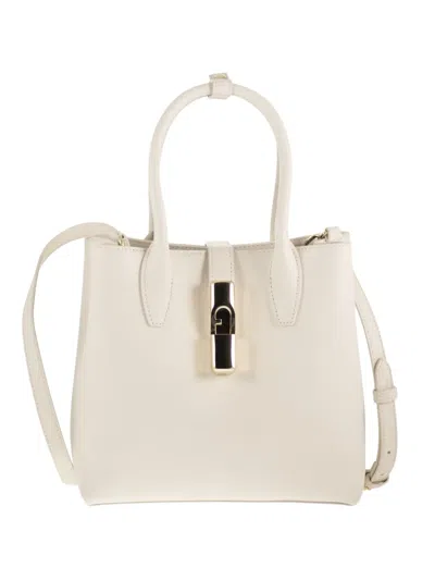 Furla Small Goccia Leather Tote Bag In White