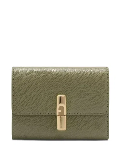 Furla Small Iride Grained Logo Wallet In Green