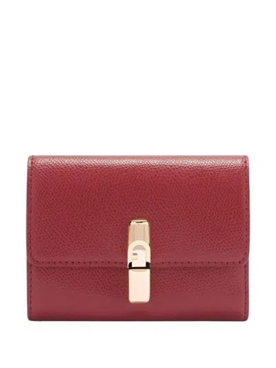 Furla Small Iride Grained Logo Wallet In Red