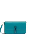 Furla Iride S Rectangular White Leather Shoulder Bag In Blue