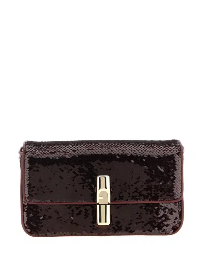 Furla Small Iride Sequined Cross-body Bag In Burgundy