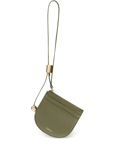 Furla Small Laura Sfera Leather Card Holder In Green