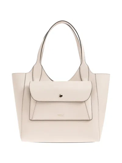 Furla Small Lea Flap Leather Tote Bag In Metallic