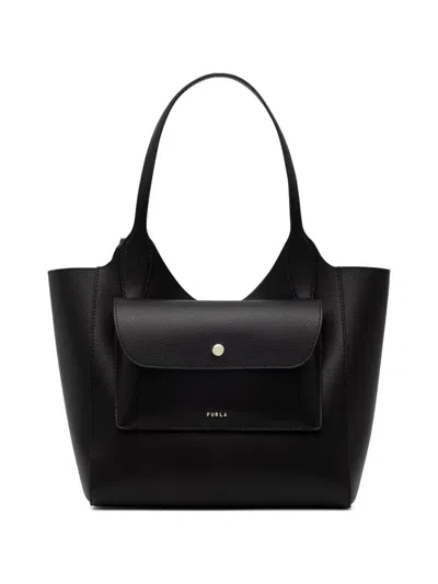 Furla Small Lea Leather Tote Bag In Black