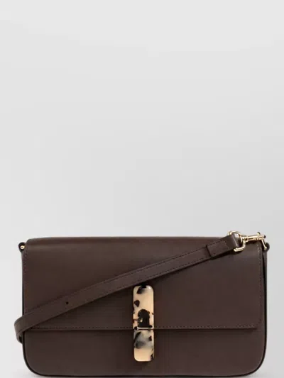 Furla Small Leather Clutch Bag In Gray