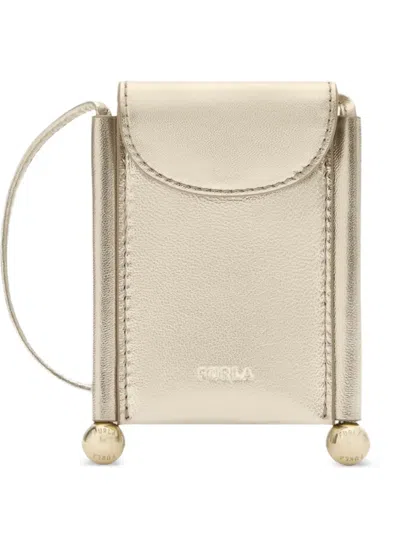 Furla Small Logo Sfera Card Holder In Gold