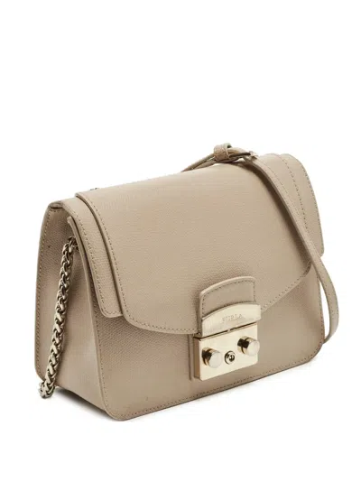 Pre-owned Furla Small Metropolis Push-lock Shoulder Bag In Neutral