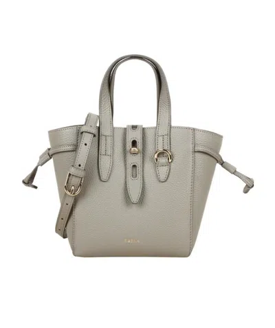 Furla Small Pebbled Tote Bag In Gray