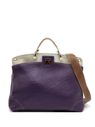 Pre-owned Furla Small Piper Croc-embossed Tote Bag In Purple