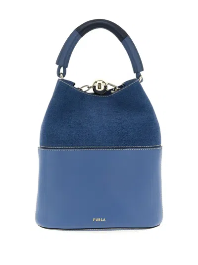 Furla Small Sfera Bucket Bag In Blue